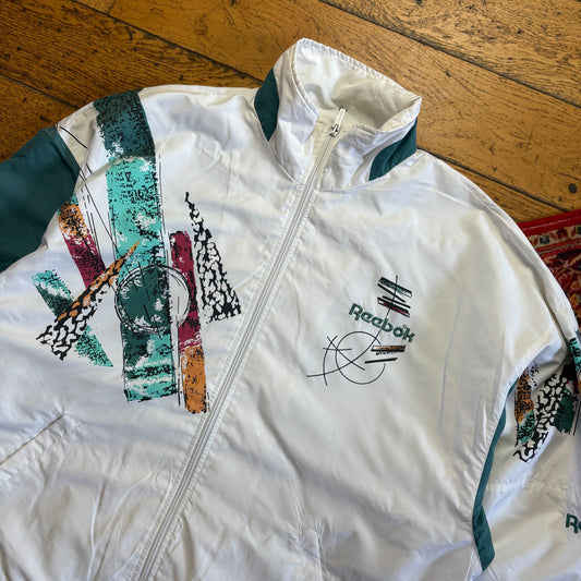 Vintage Reebok White Tracksuit Track Shell Windbreaker Jacket - XL