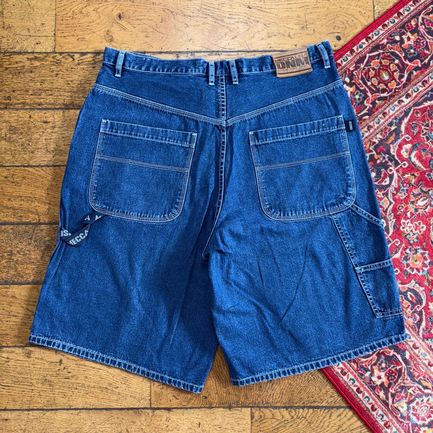 Vintage Mecca Blue Y2K Hip Hop Baggy Jeans Shorts Jorts - 38