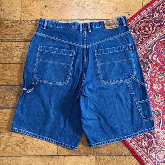 Vintage Mecca Blue Y2K Hip Hop Baggy Jeans Shorts Jorts - 38