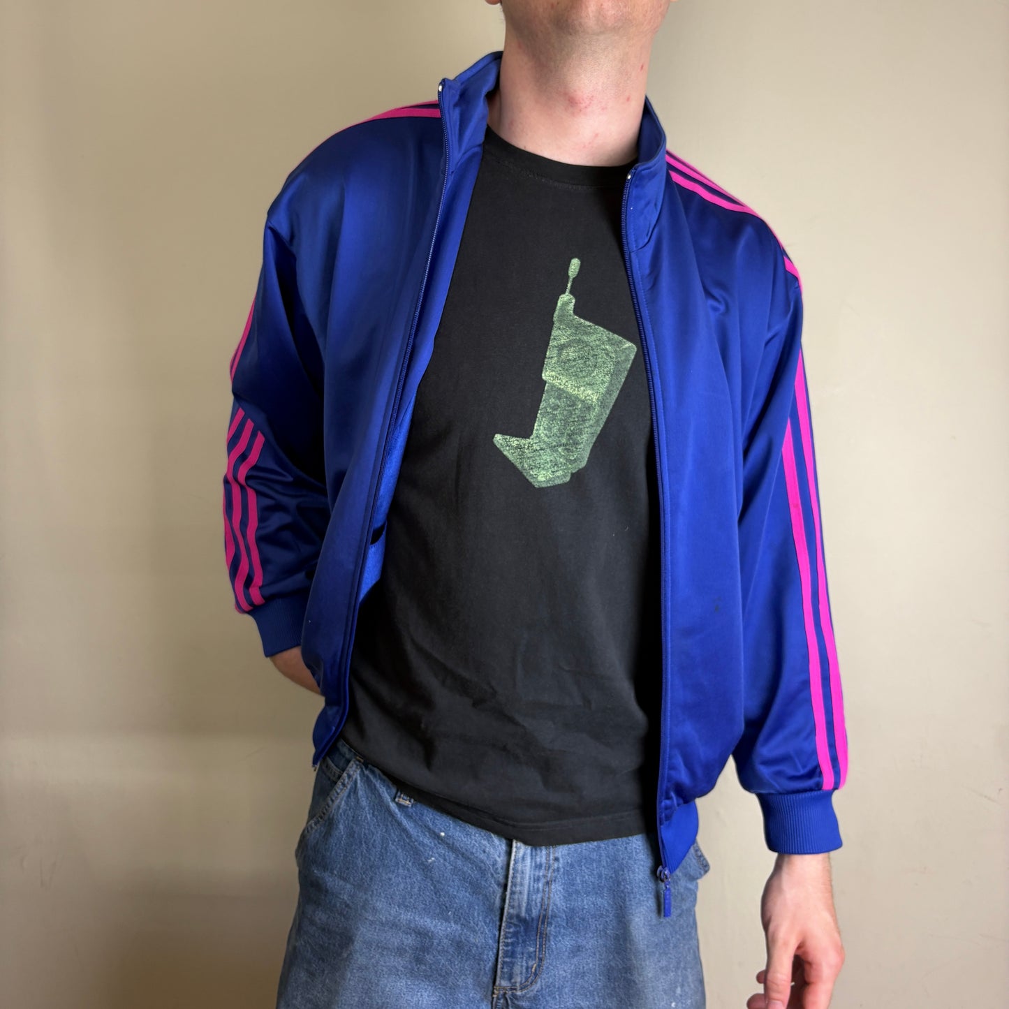 Vintage Adidas 90s Blue Track Jacket - M