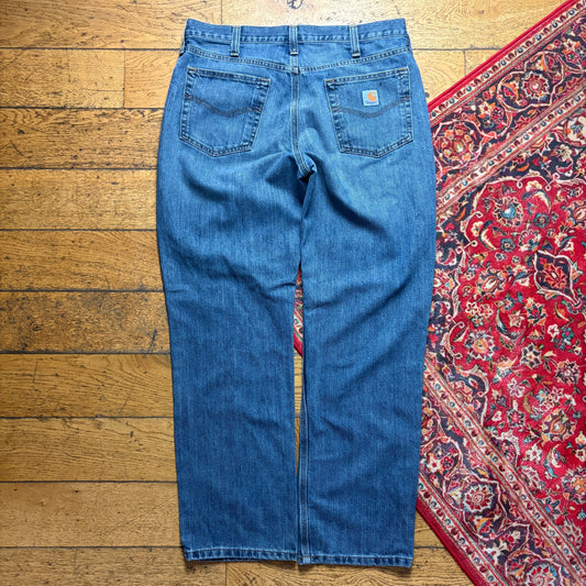 Vintage Carhartt Workwear Carpenter Baggy Blue Jeans - 38R