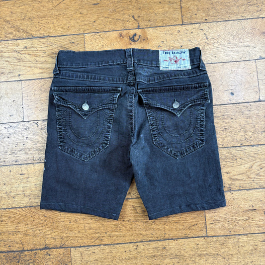 Vintage True Religion Black Embroidered Y2K Shorts Jorts - 34