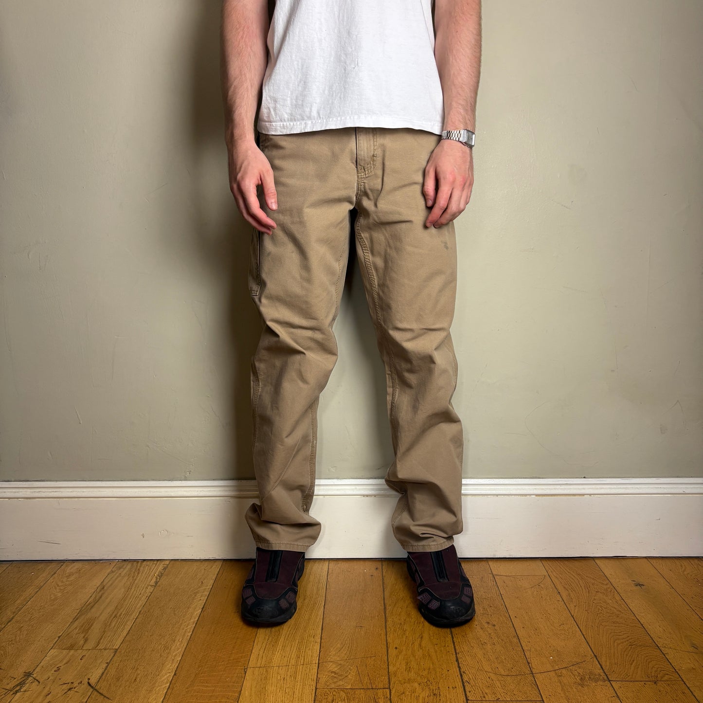 Vintage Carhartt Light Brown Workwear Carpenter Baggy Trousers - 32L