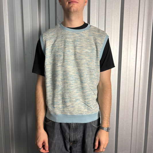 Stussy Marled Knit Blue Sweater Vest - M