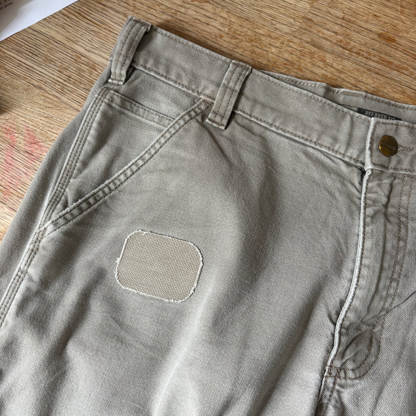 Vintage Carhartt Cream Brown Workwear Carpenter Baggy Trousers - 33R