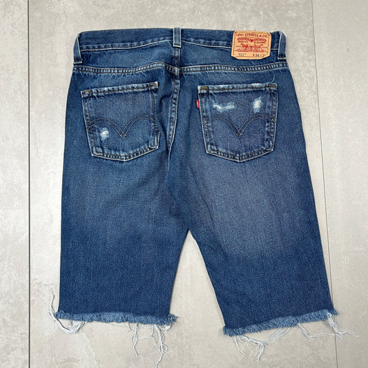 Vintage Levis 511 Slim Blue Denim Shorts - 34