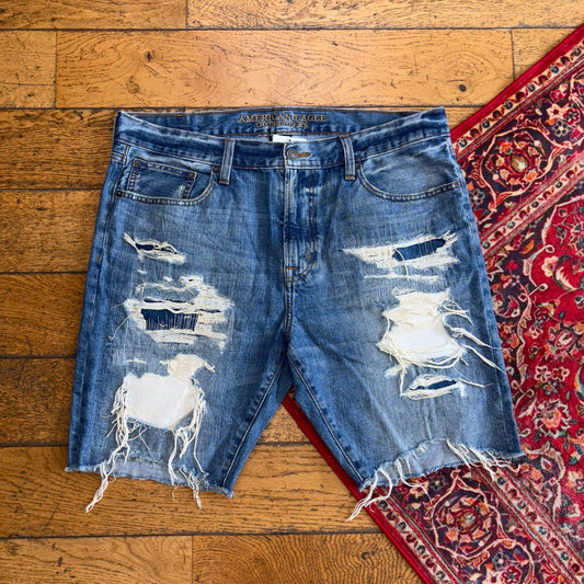 Vintage Blue Denim Shorts - 38