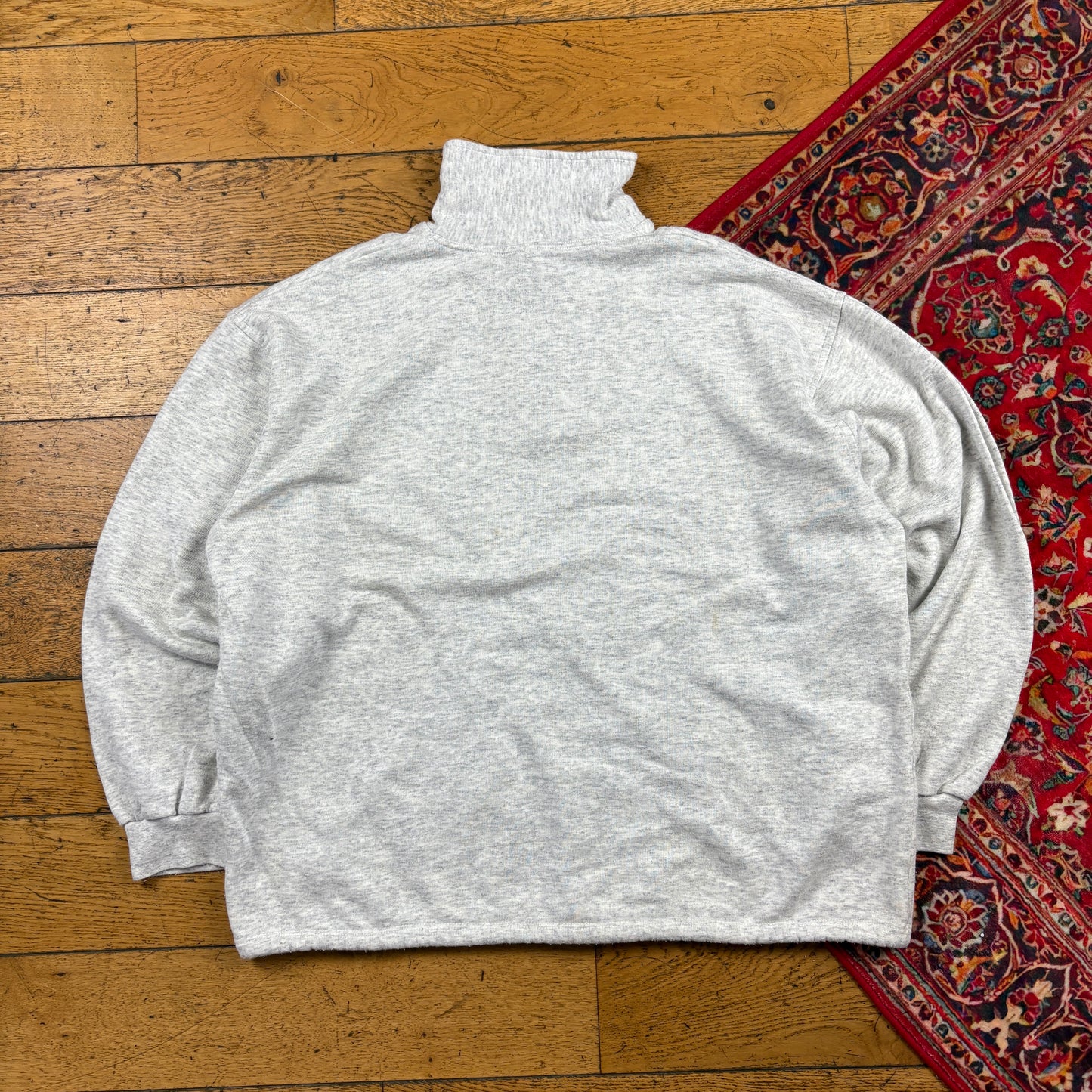 Vintage 90s ASICs Embroidered Grey Quarter Zip Sweatshirt - XL