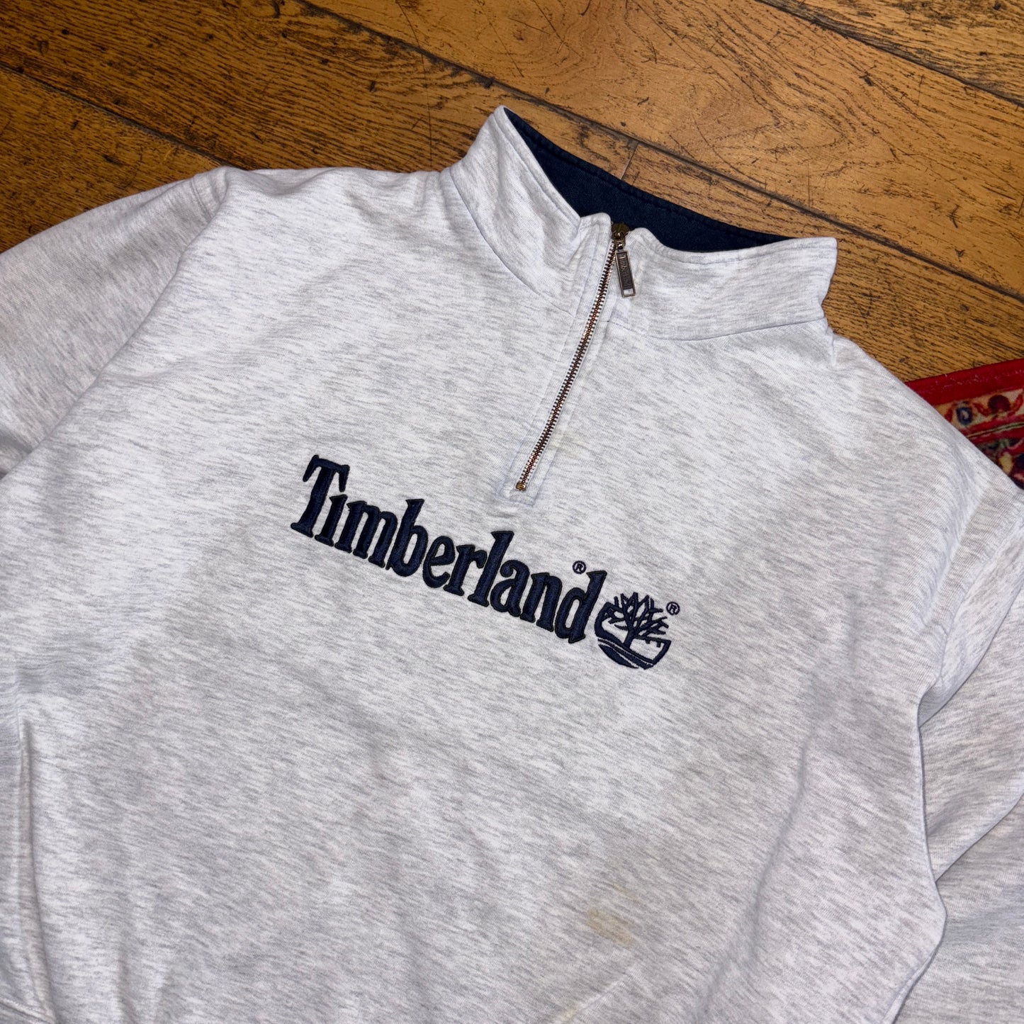 Vintage Timberland Grey Embroidered Zip Sweatshirt - 2XL