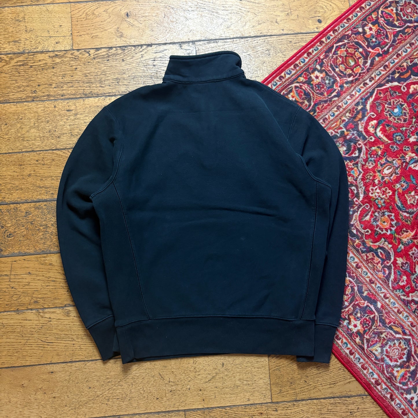Vintage Champion Black Quarter Zip Embroidered Sweatshirt - M