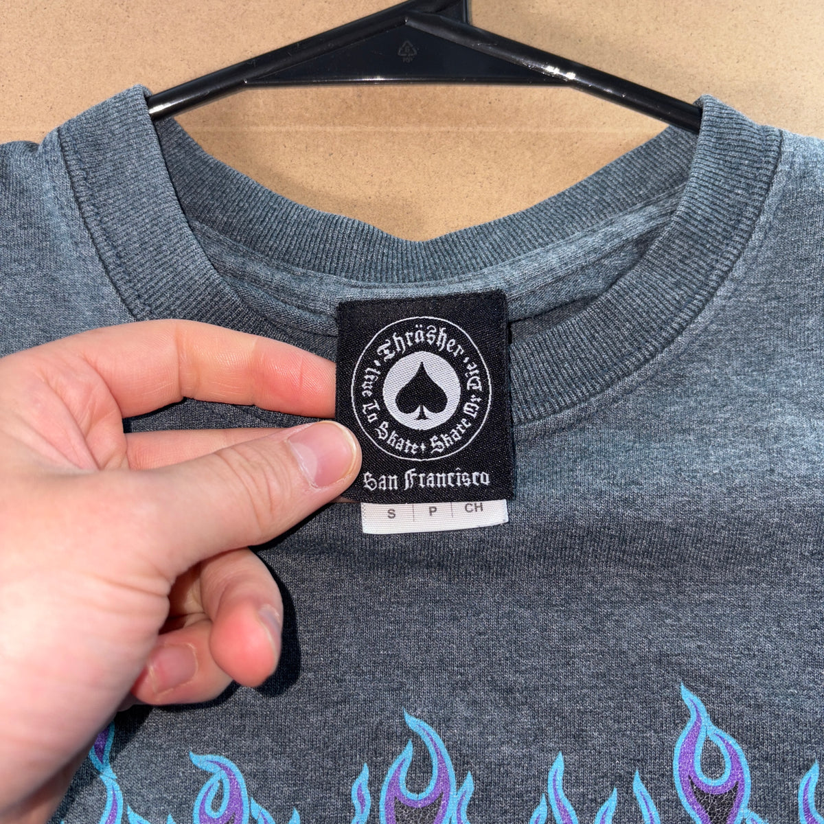 Thrasher Grey Flames Skate Graphic T-Shirt - XS