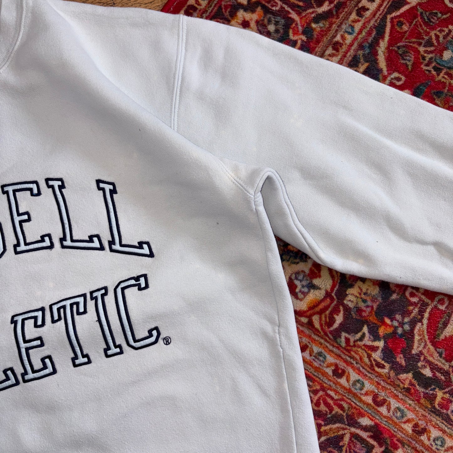 Vintage Russell Athletic White Embroidered Sweatshirt - S