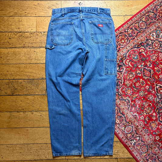 Vintage Dickies Workwear Carpenter Baggy Blue Jeans - 38L