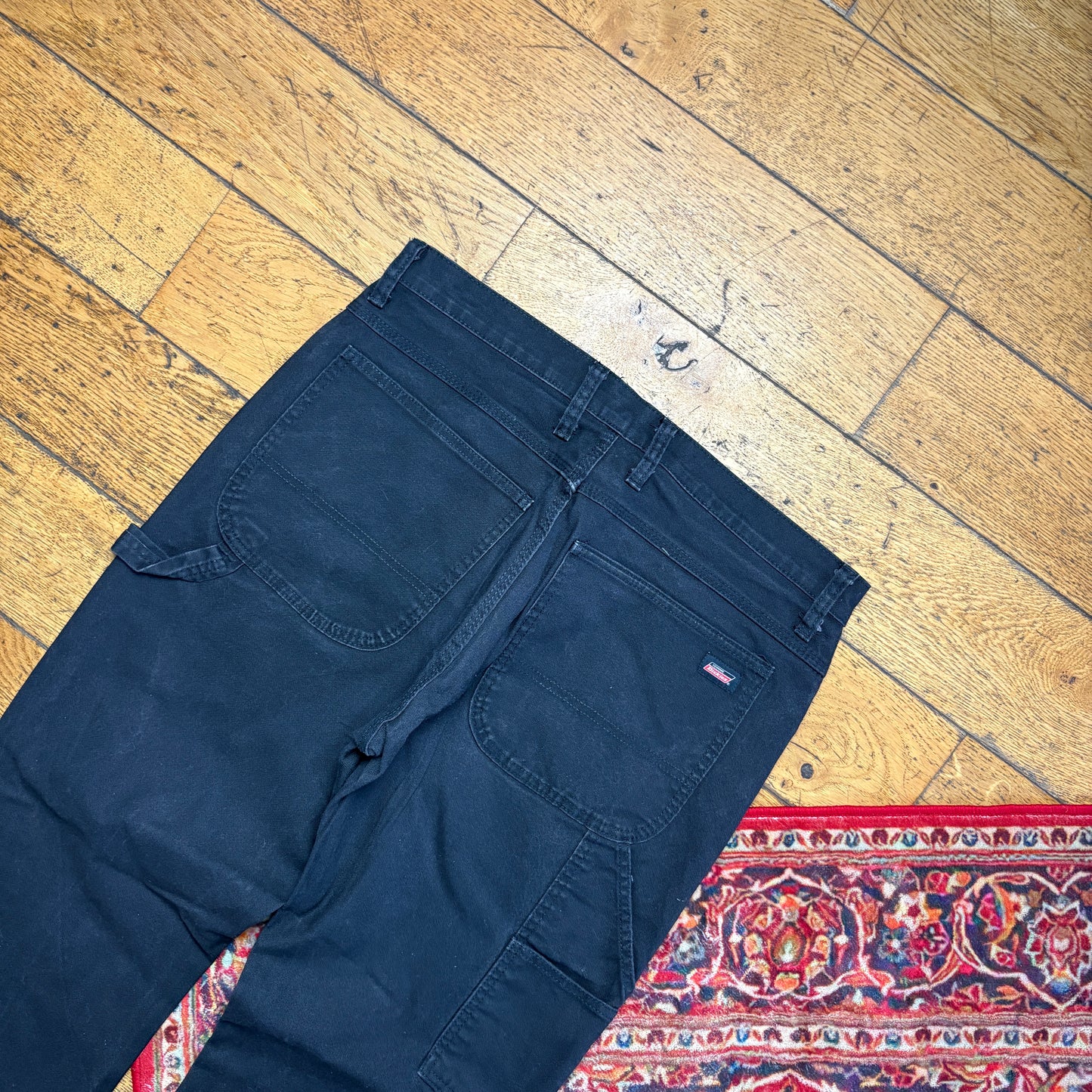 Vintage Dickies Workwear Carpenter Black Baggy Trousers - 36R
