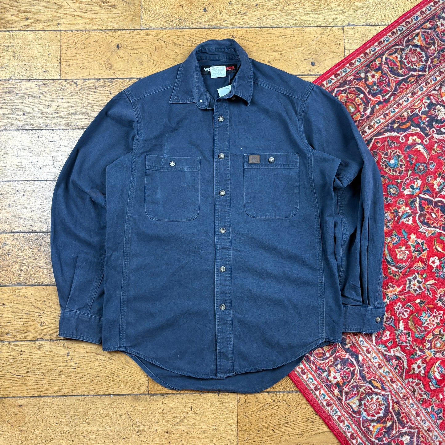Vintage Wrangler Navy Workwear Shirt - M