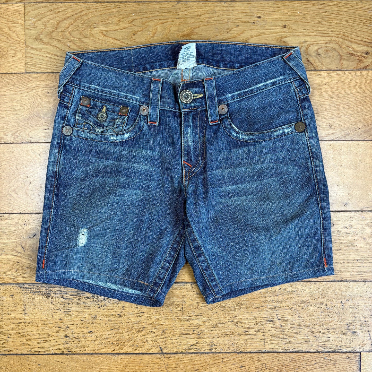 Vintage True Religion Blue Embroidered Y2K Shorts Jorts - 32