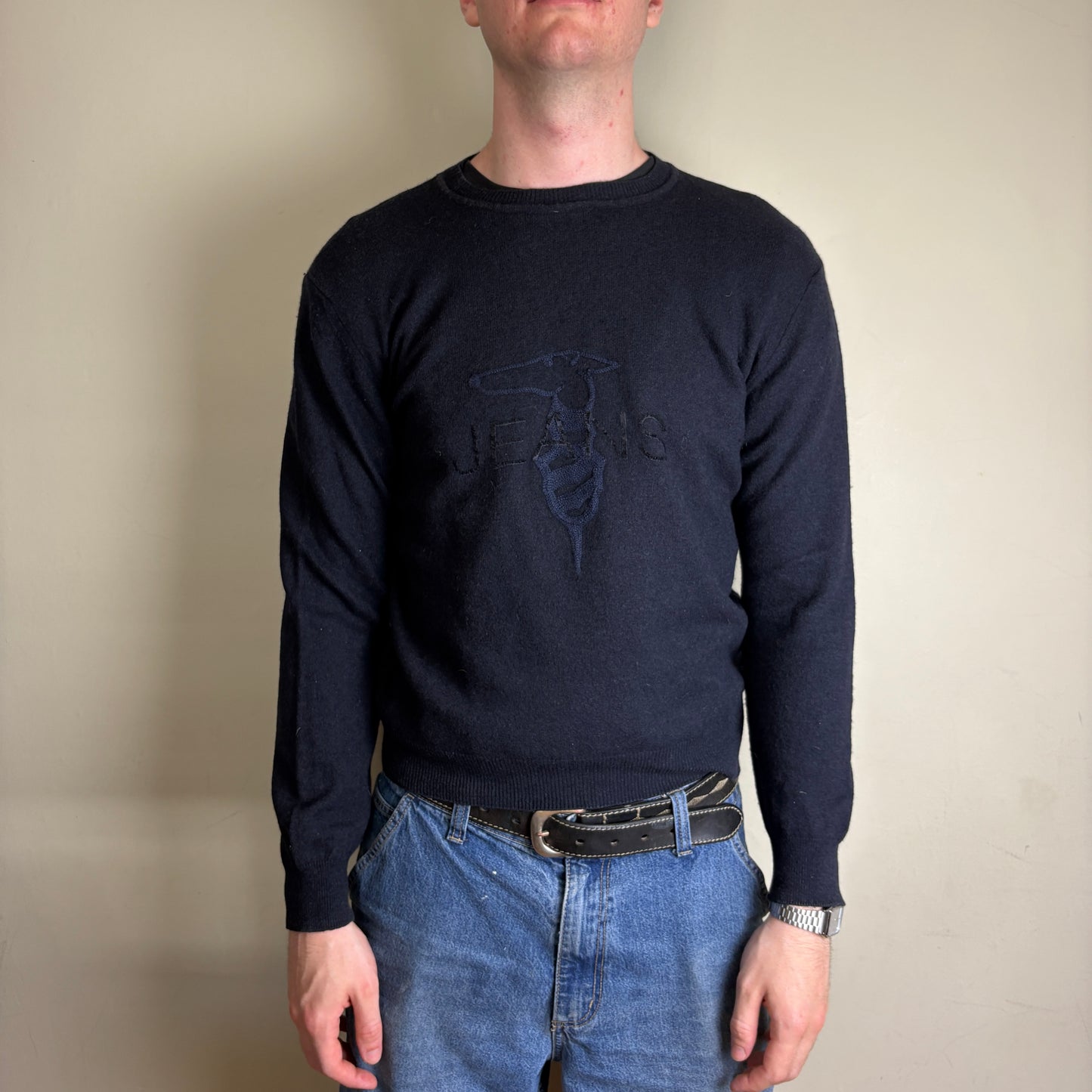 Vintage Trussardi Navy Blue Knit Jumper - S