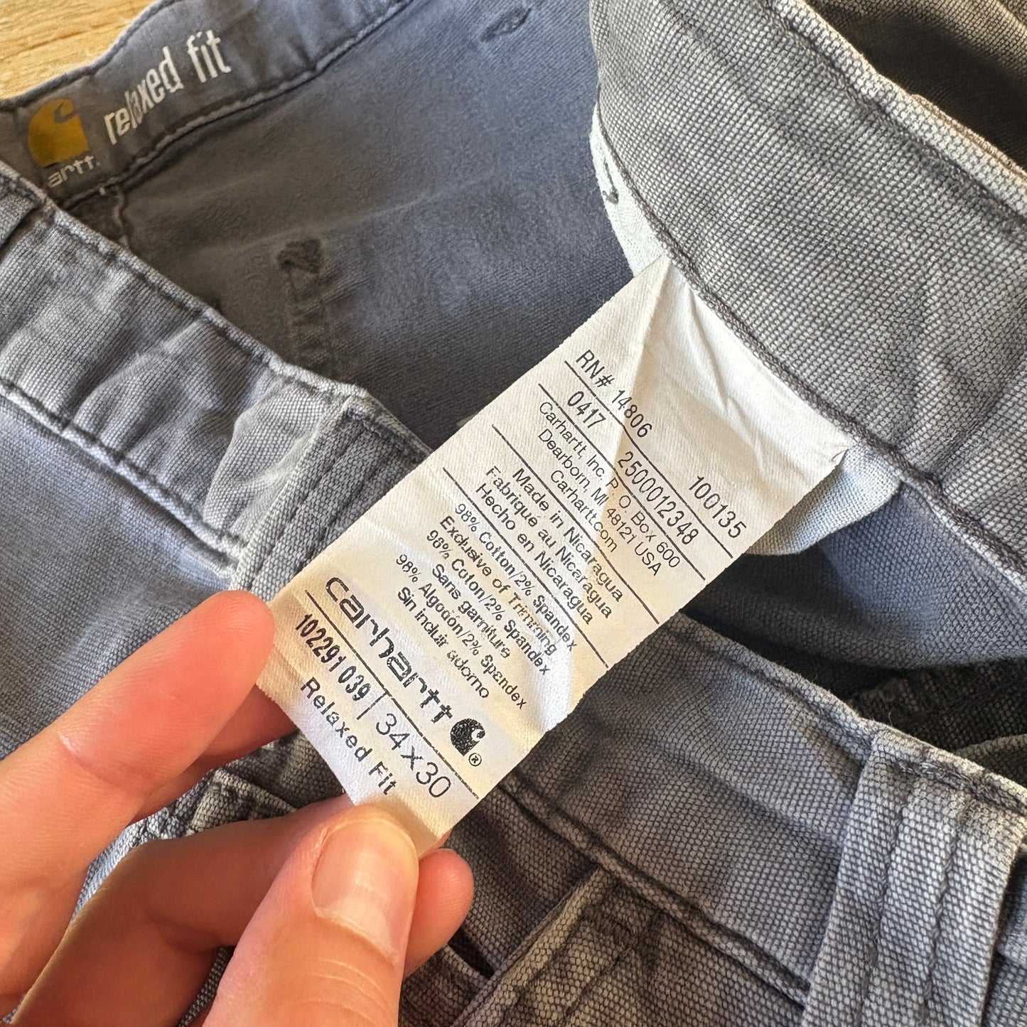 Vintage Carhartt Workwear Grey Carpenter Baggy Trousers - 34S