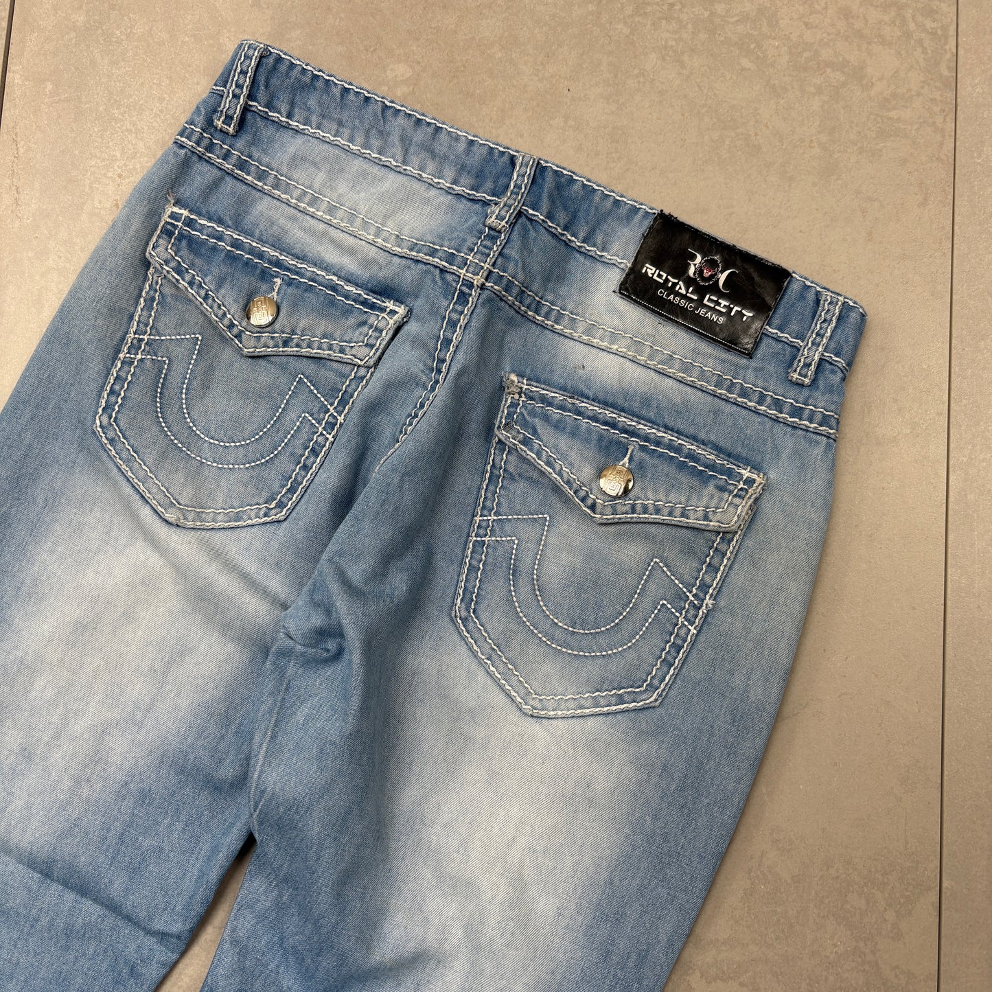 Vintage Embroidered Hip Hop Blue Jeans - 34