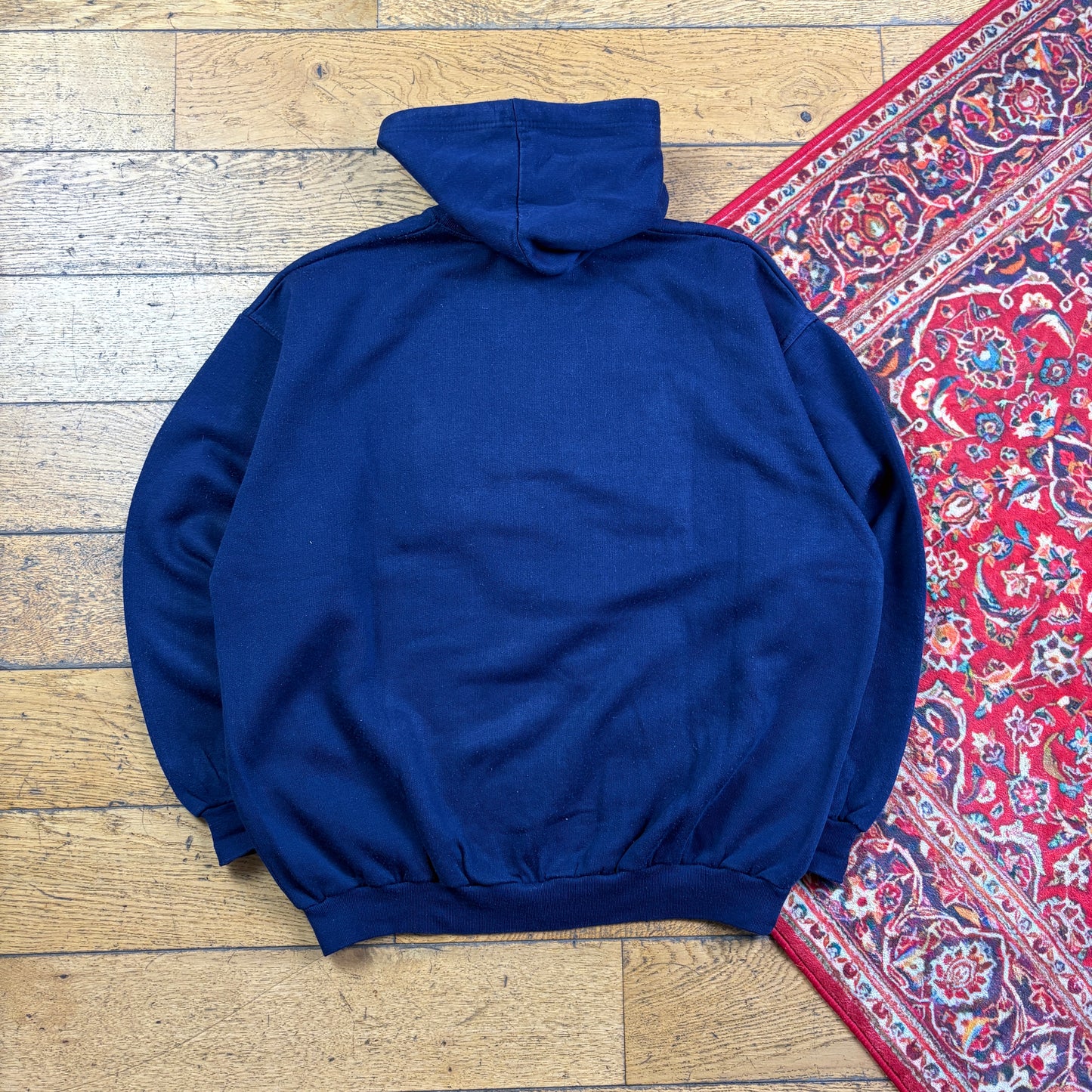 Vintage 90s Baseball Navy Hoodie Embroidered Sweatshirt - L