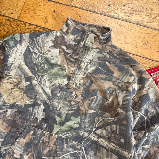 Vintage Realtree Camo Green Quarter Zip Sweatshirt - L