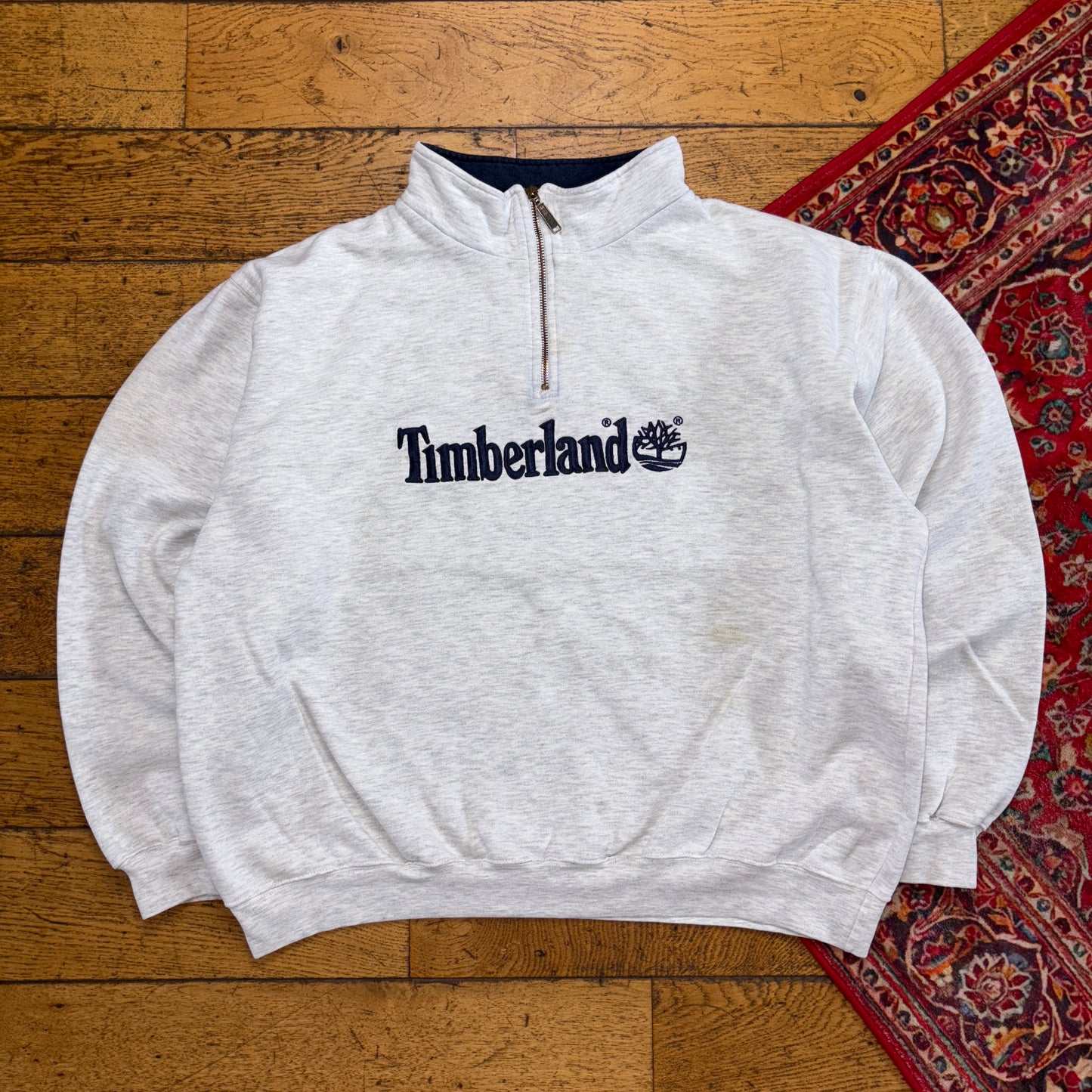 Vintage Timberland Grey Embroidered Zip Sweatshirt - 2XL