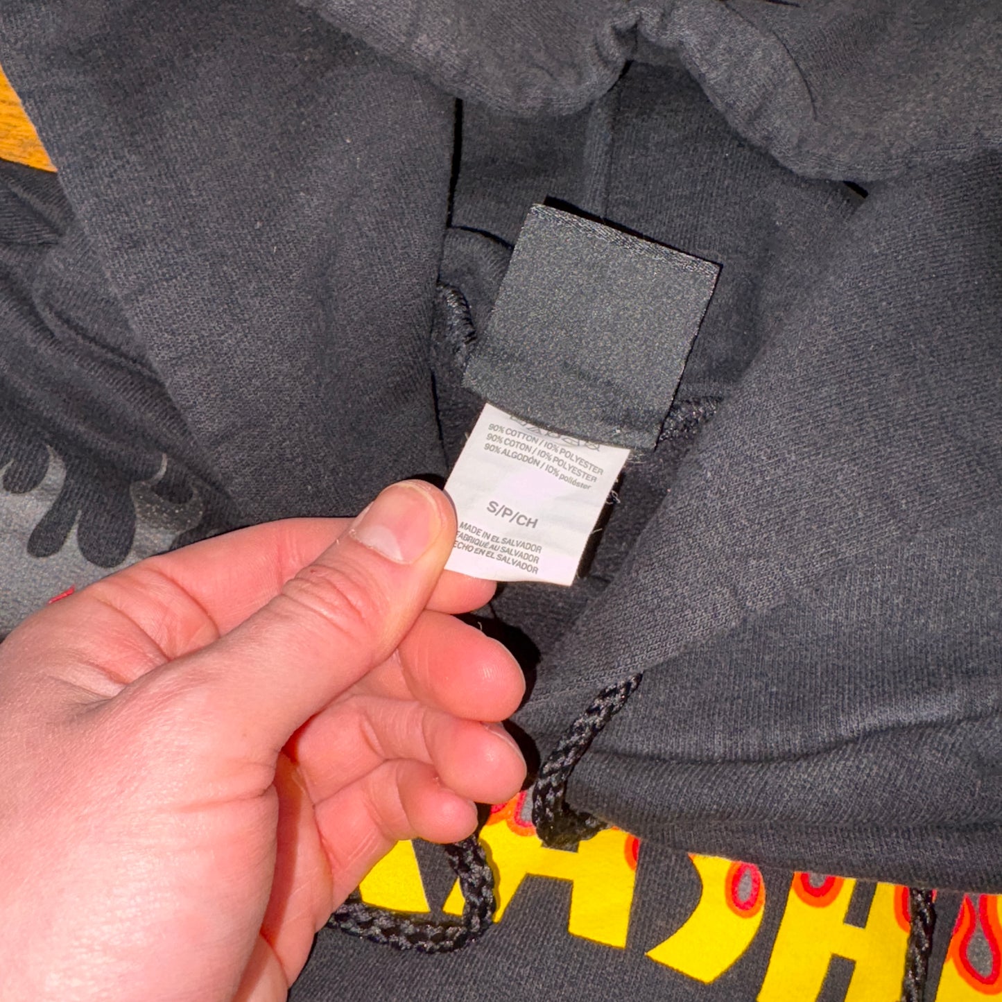 Vintage Thrasher Black Skate Flames Hoodie Sweatshirt - S