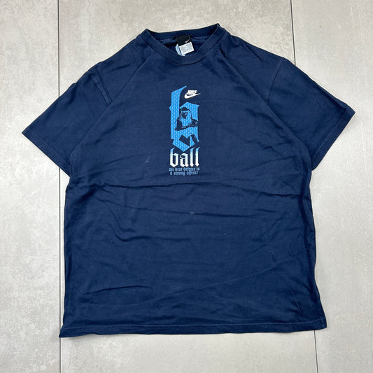 Vintage Nike Basketball Navy Graphic T-Shirt - L