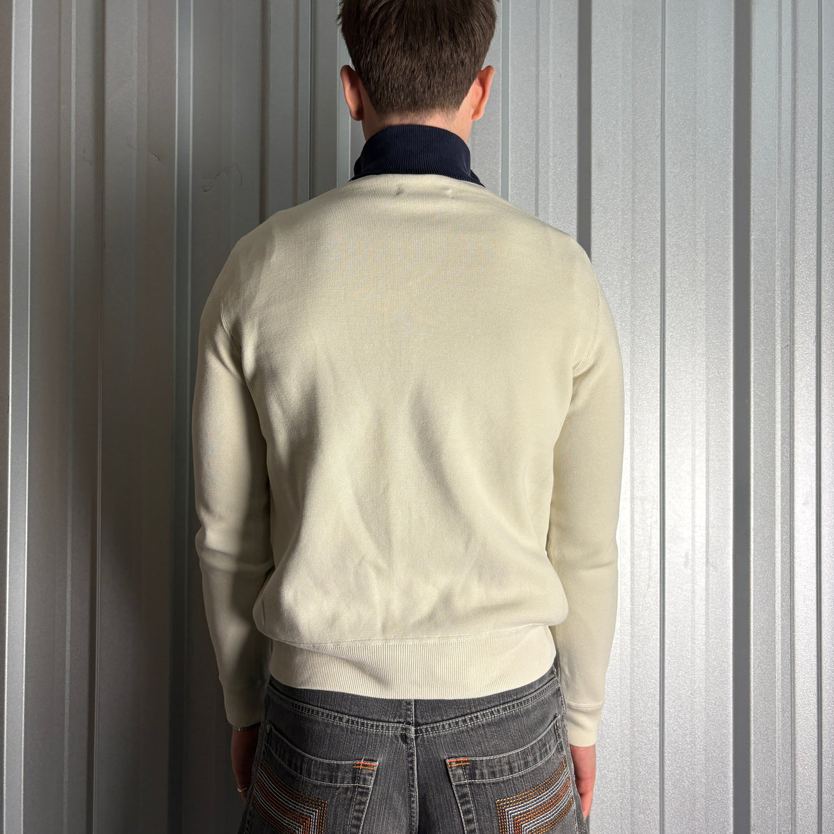 Vintage Ralph Lauren Cream Embroidered Quarter Zip Sweatshirt - S