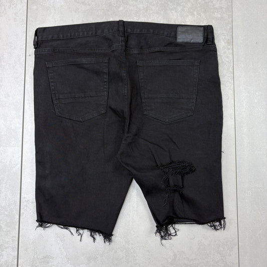 Vintage Black Distressed Skinny Shorts Jorts - 36