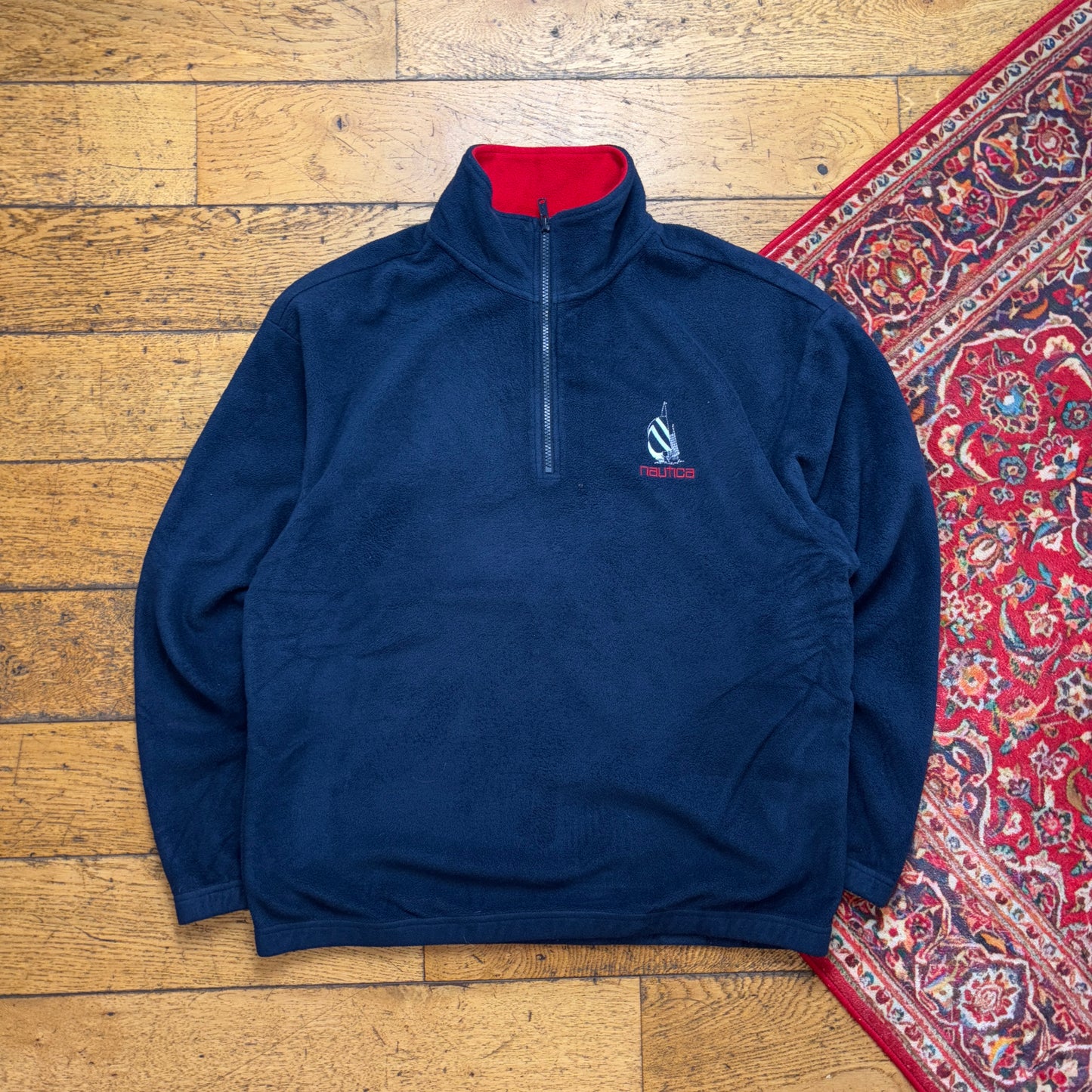 Vintage 90s Nautica Navy Fleece Embroidered Sweatshirt - M