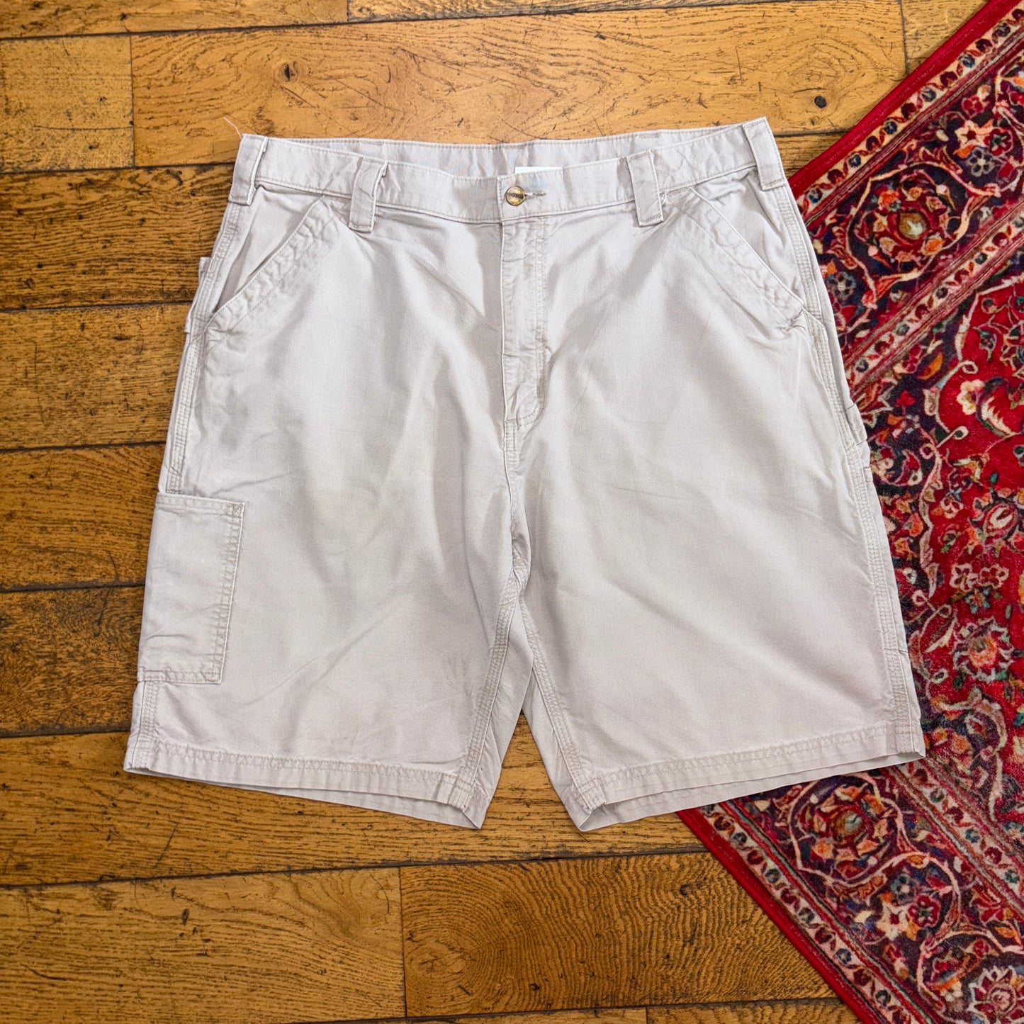 Vintage Carhartt Cream Workwear Baggy Carpenter Shorts - 38