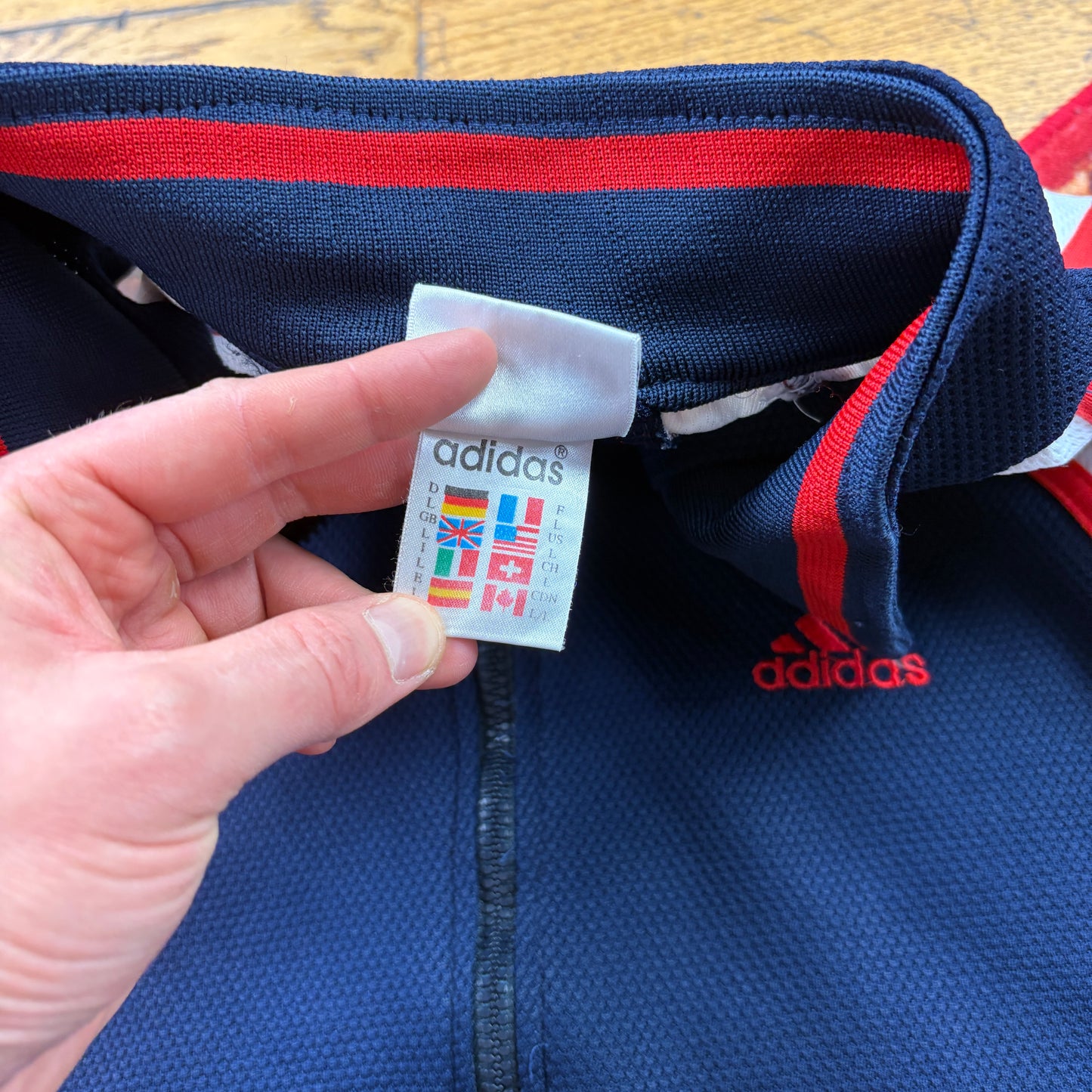 Vintage 90s Adidas Basketball Navy Zip Embroidered Sweatshirt - L