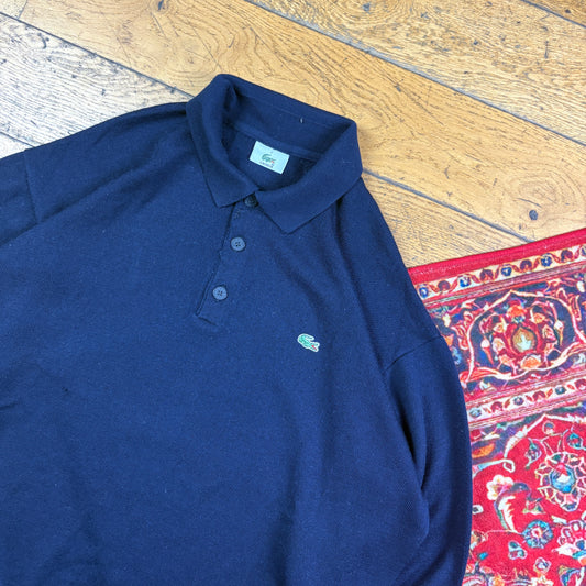 Vintage Lacoste Navy Polo Rugby Knit Jumper - L