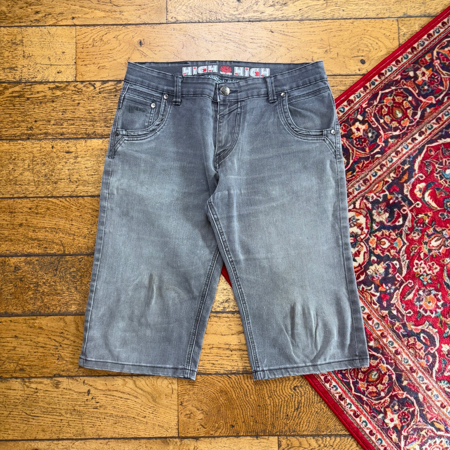 Vintage Embroidered Grey Hip Hop Shorts Jorts - 34