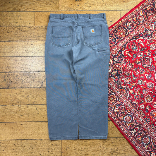Vintage Carhartt Grey Workwear Carpenter Baggy Trousers - 36