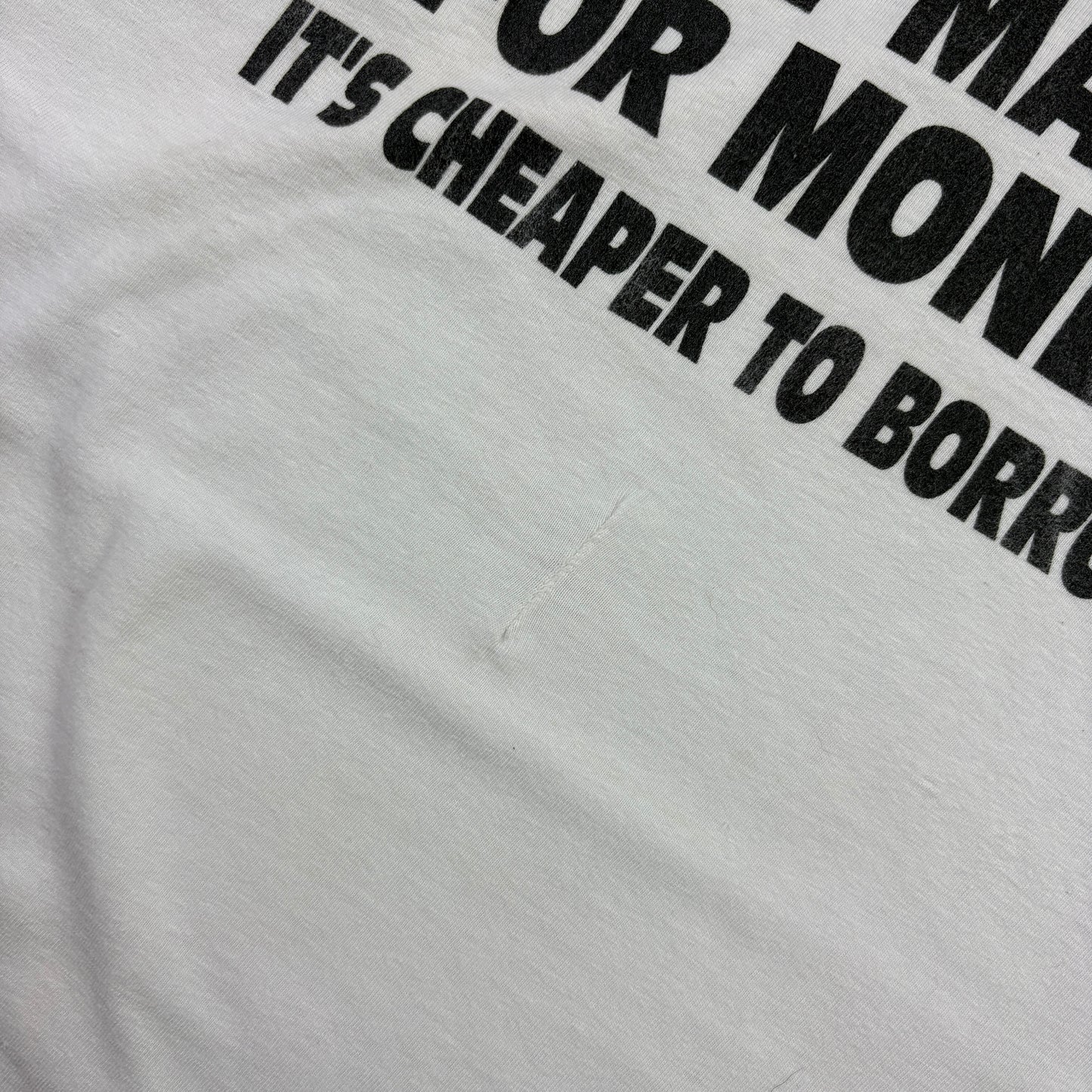 Vintage 90s White Funny Slogan Single Stitch Graphic T-Shirt - M