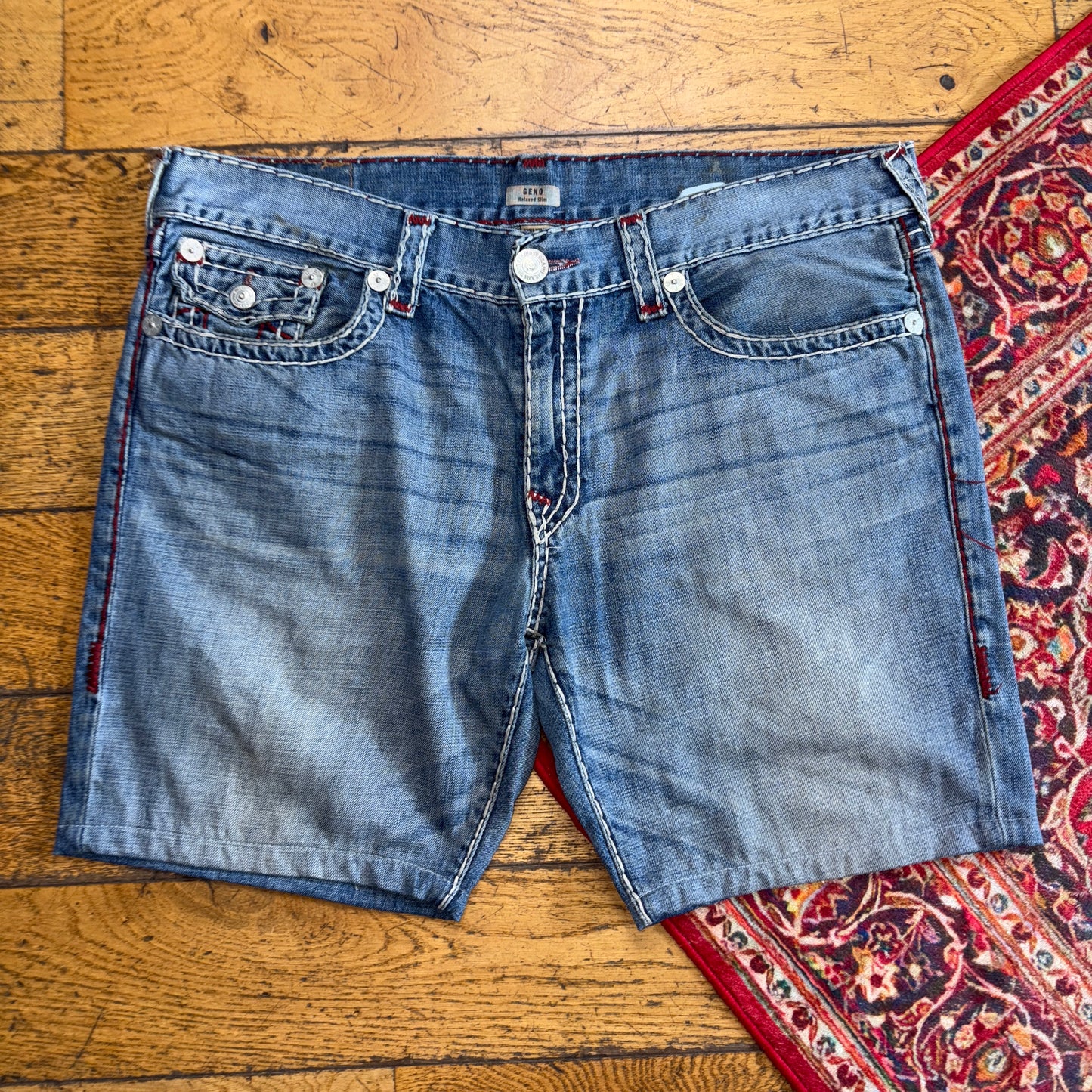 Vintage True Religion Blue Embroidered Y2K Shorts Jorts - 42