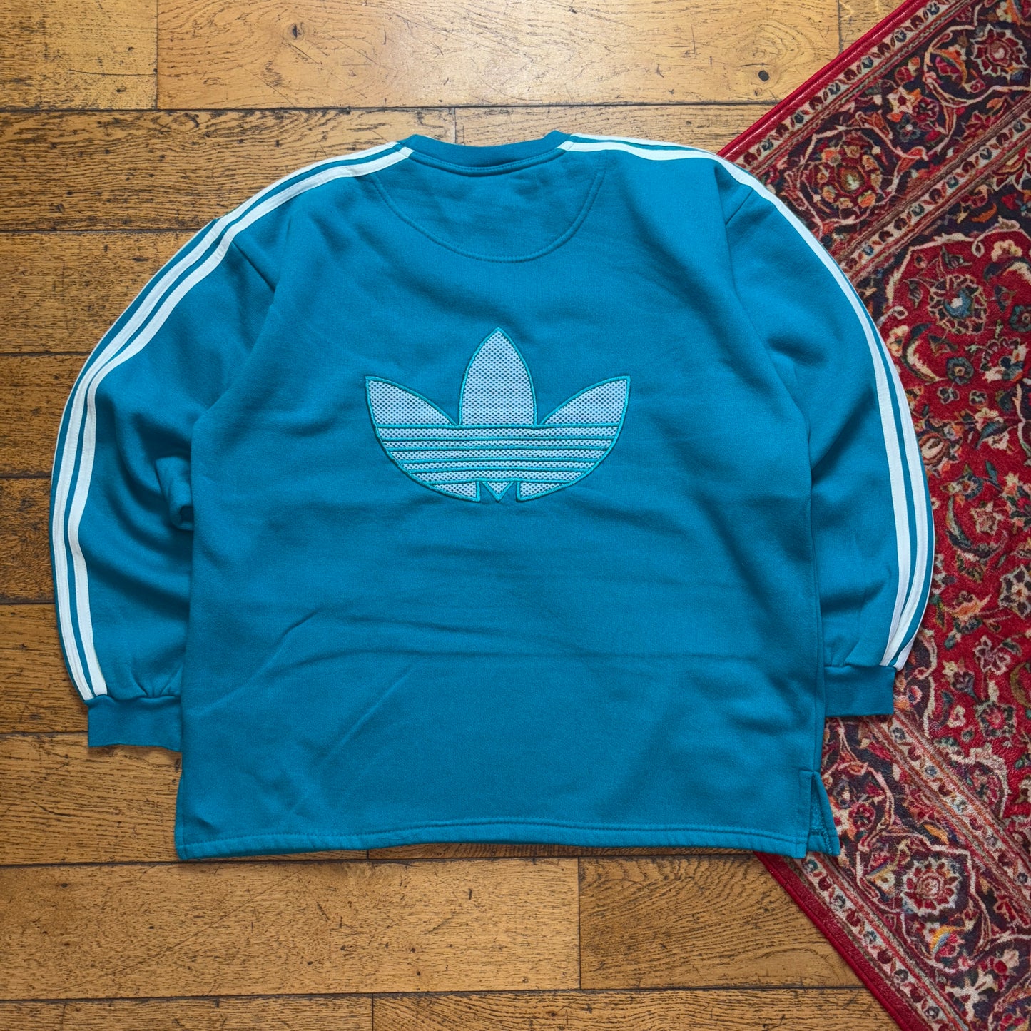 Vintage 90s Adidas Blue Embroidered Sweatshirt - XL