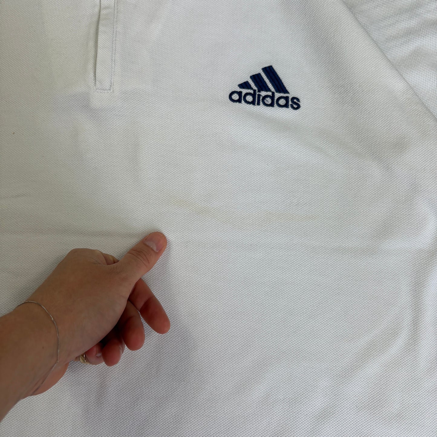 Vintage 90s Adidas White Embroidered Polo Shirt - XL