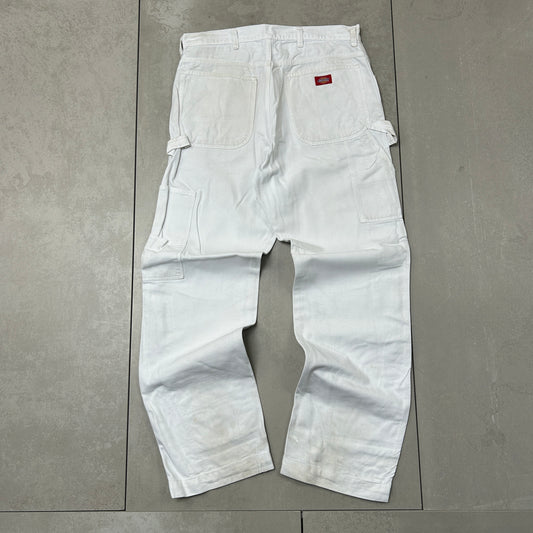 Vintage Dickies Workwear Carpenter Baggy White Trousers - 33