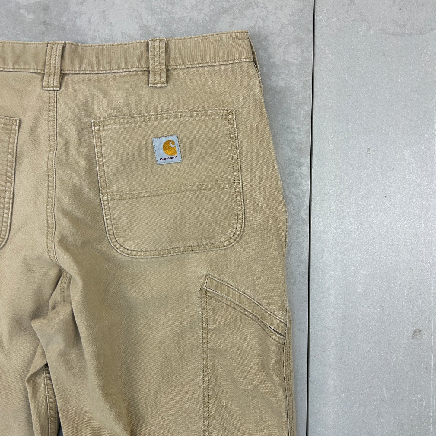 Vintage Carhartt Light Brown Tan Workwear Carpenter Baggy Trousers - 36