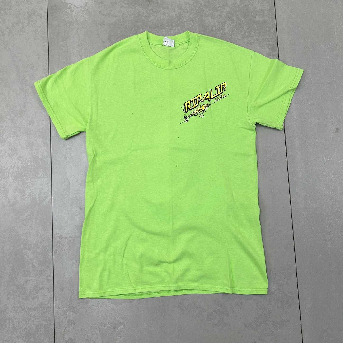 Vintage 90s Rip A Lip Fishing Graphic Green T-Shirt - XS