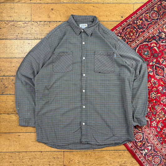 Vintage Carhartt Brown Green Check Shirt - XL