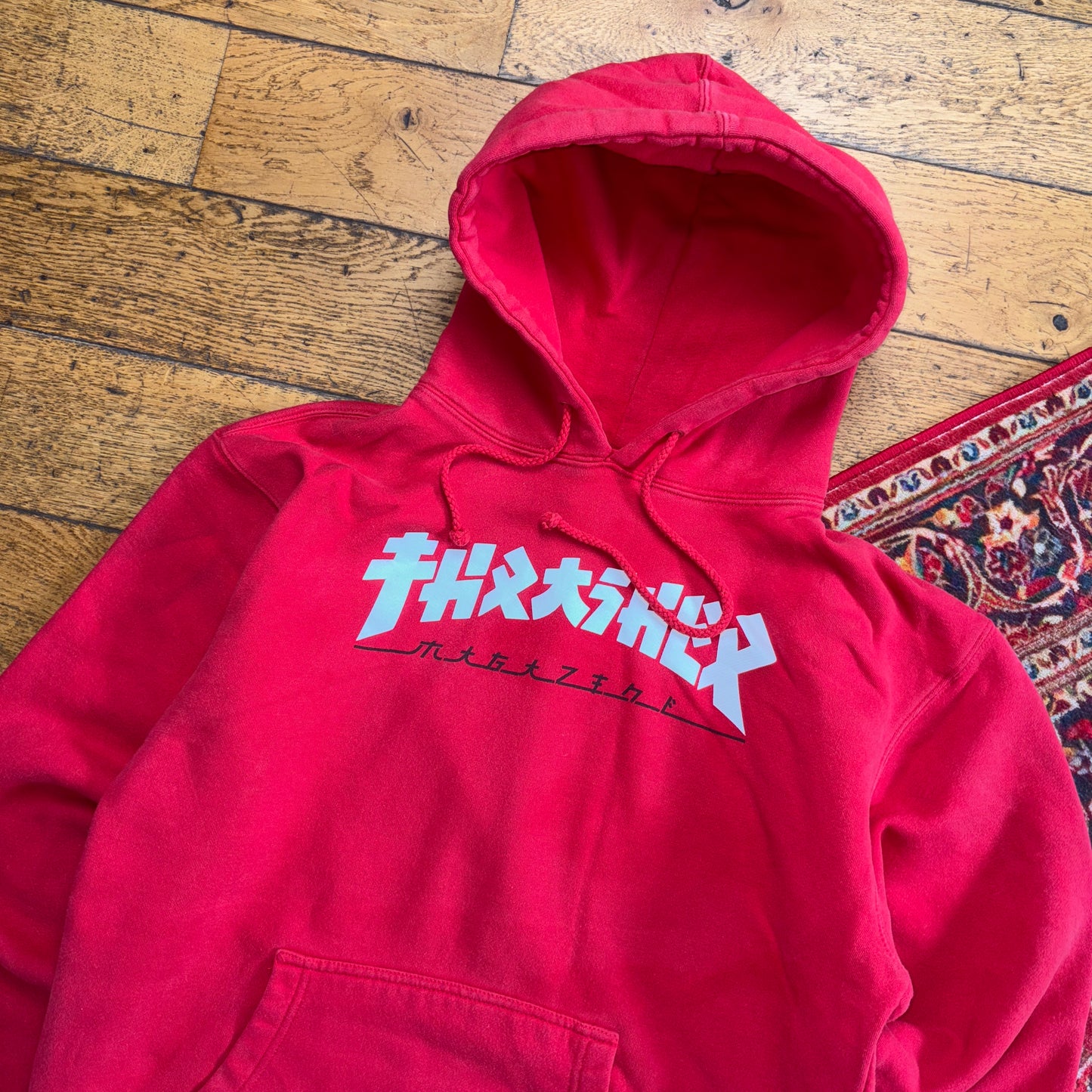Vintage Thrasher Red Skate Hoodie Sweatshirt - L