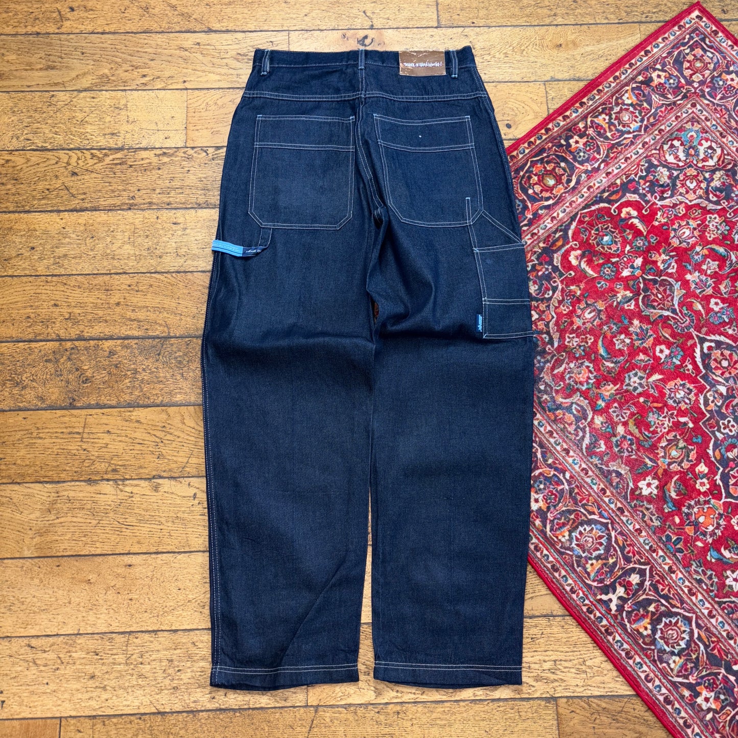 Vintage School of Hard Knocks Navy Blue Carpenter Y2K Hip Hop Baggy Jeans - 34L