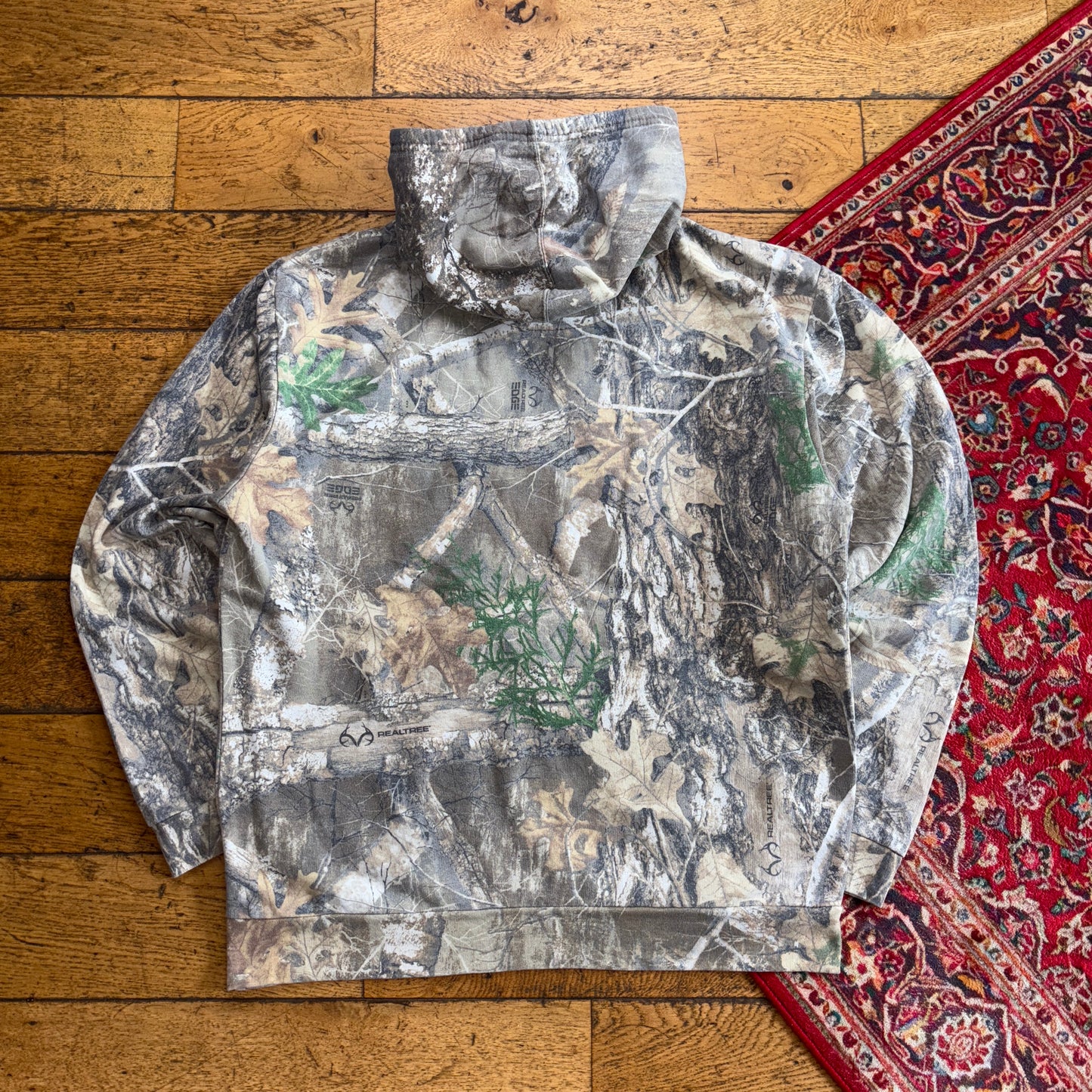 Vintage Realtree Camo Green Embroidered Hoodie Sweatshirt - XL