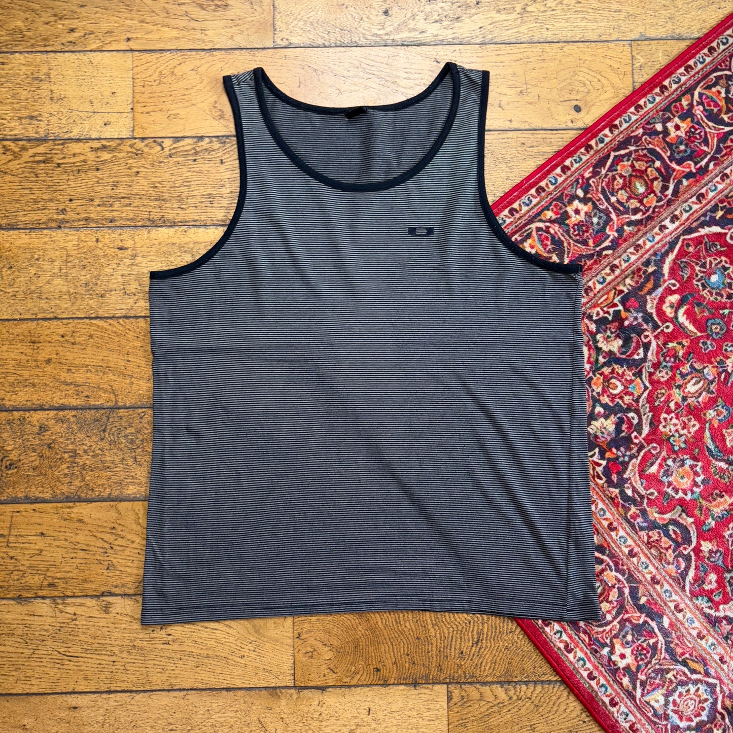 Vintage Oakley Grey Stripe Vest T-Shirt - XL