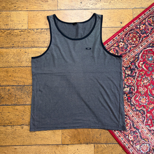 Vintage Oakley Grey Stripe Vest T-Shirt - XL