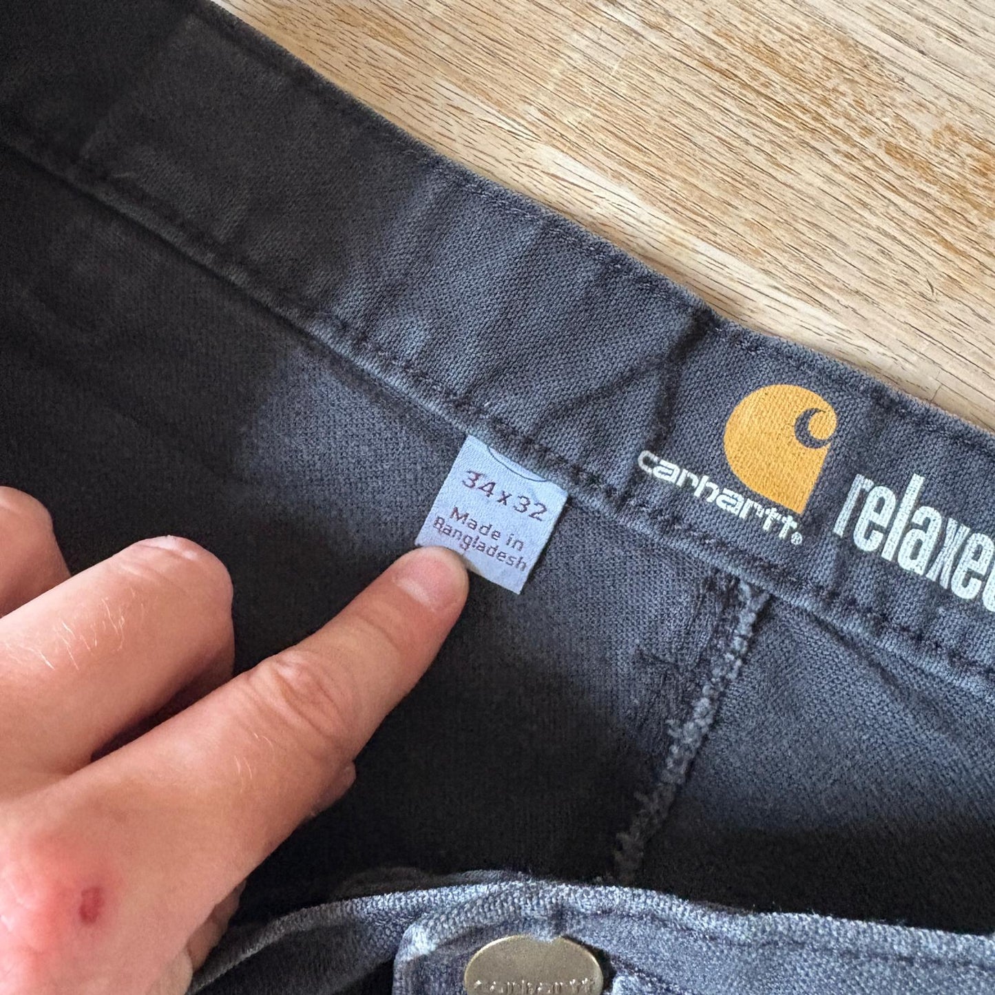 Vintage Carhartt Black Double Knee Workwear Carpenter Baggy Trousers - 34S